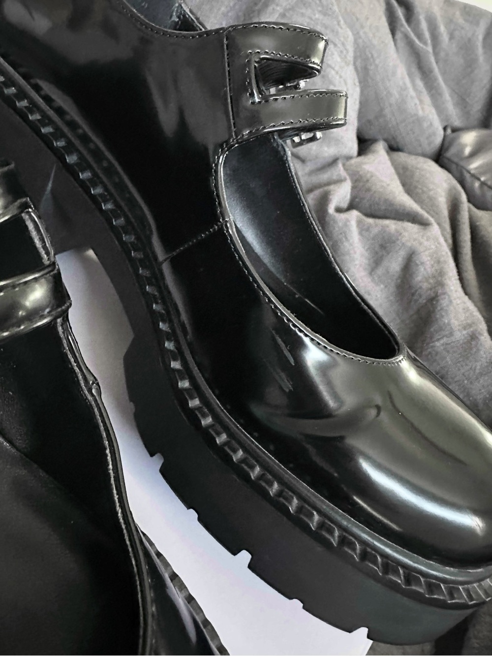 Madden Girl Black Patent Double-Buckle Mary Jane Chunky Loafers - Picture 9 of 11